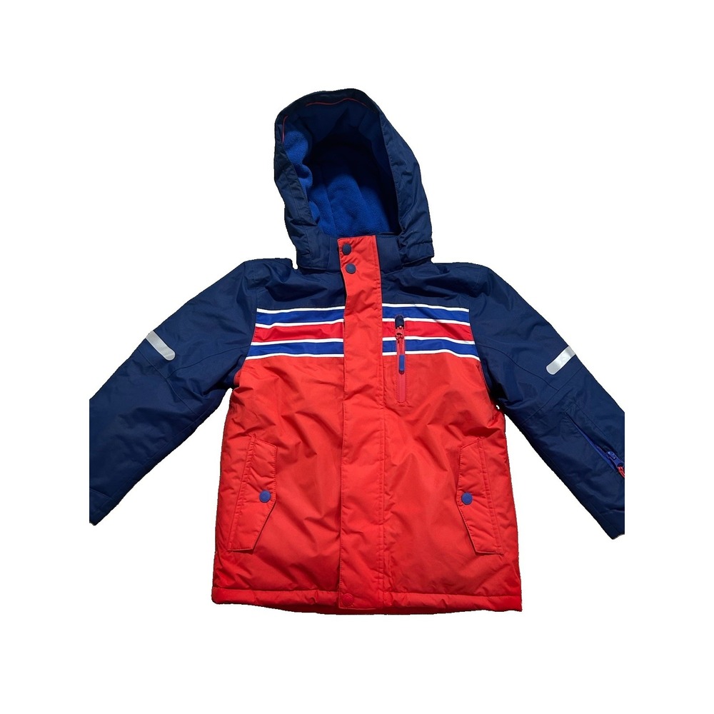 Mini Boden Boy's 5-6 Winter Snow School Jacket Red Blue Pockets